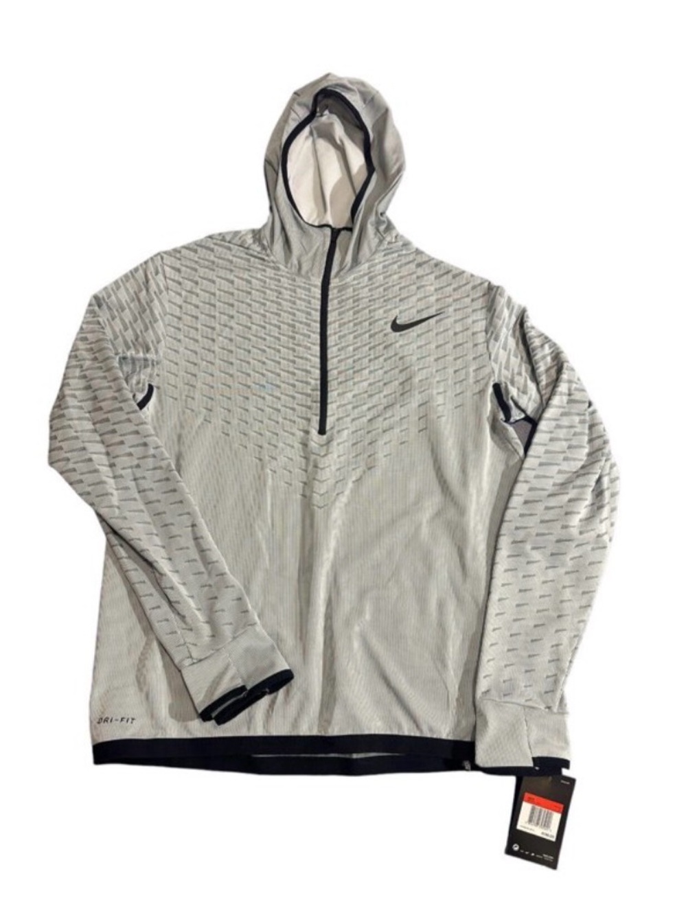 $150 Nike Men's L Training Hoodie Dri-Fit Long Sleeved Silver Model #860491-043